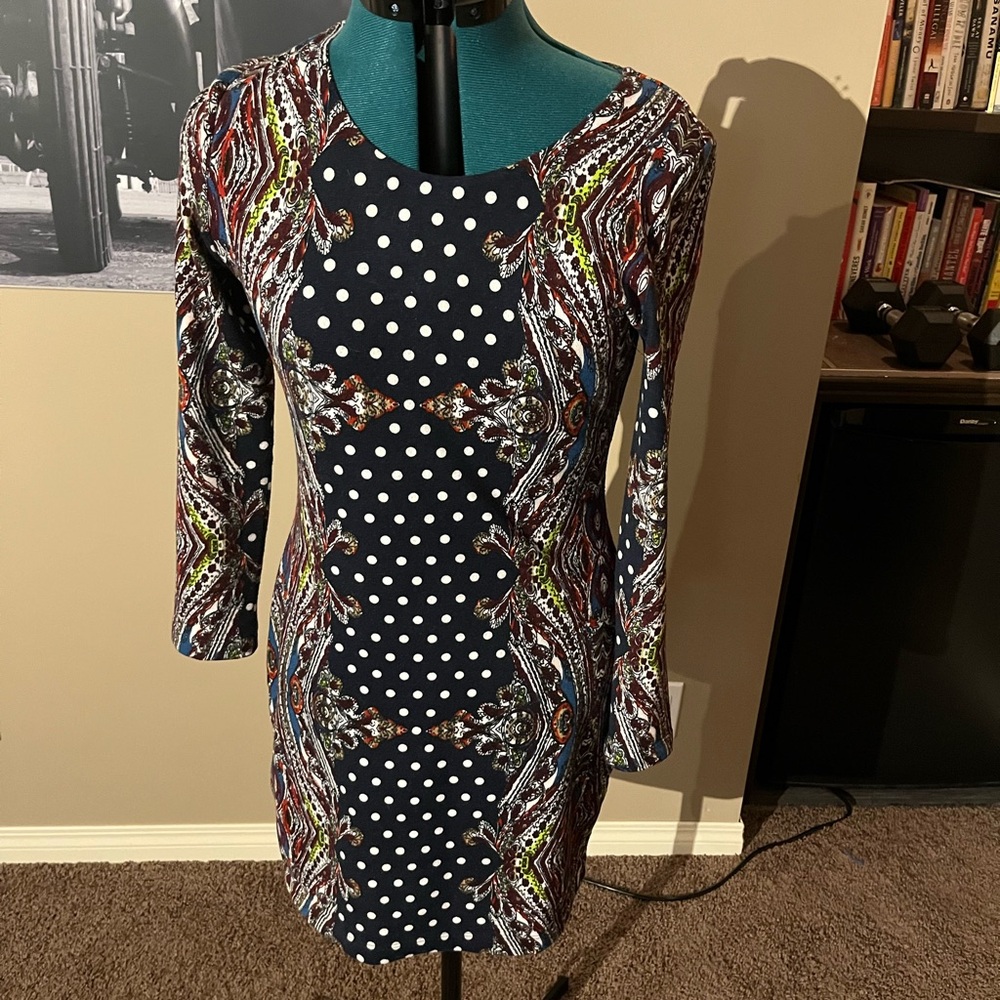 Multicolor Patterned Women's Dress - Picture 2 of 6